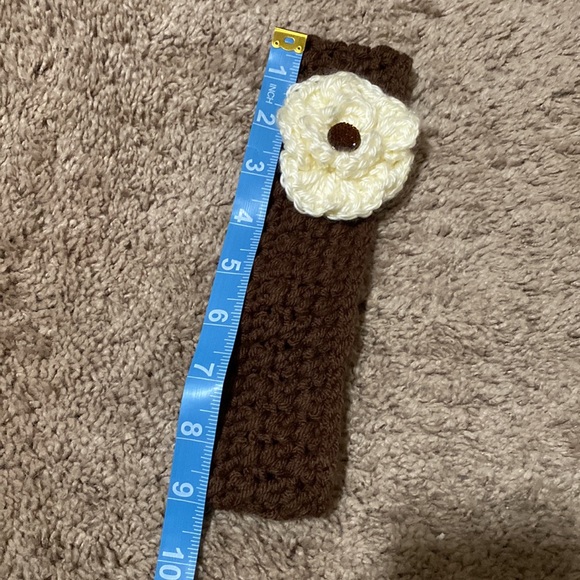 COPY - Brown Crocheted Headband with Cream Flower - Picture 6 of 8